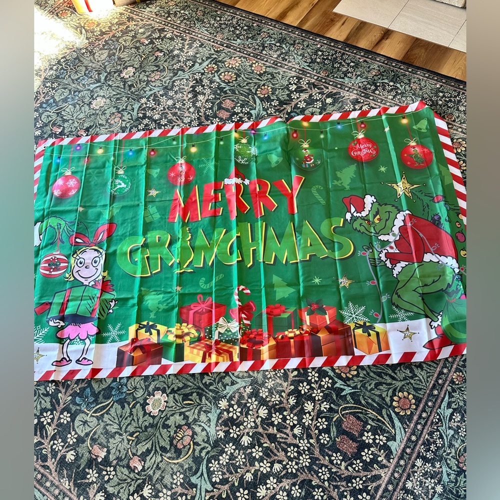 Large Christmas Banner Merry Grinchmas Grinch Backdrop, Christmas Indoor